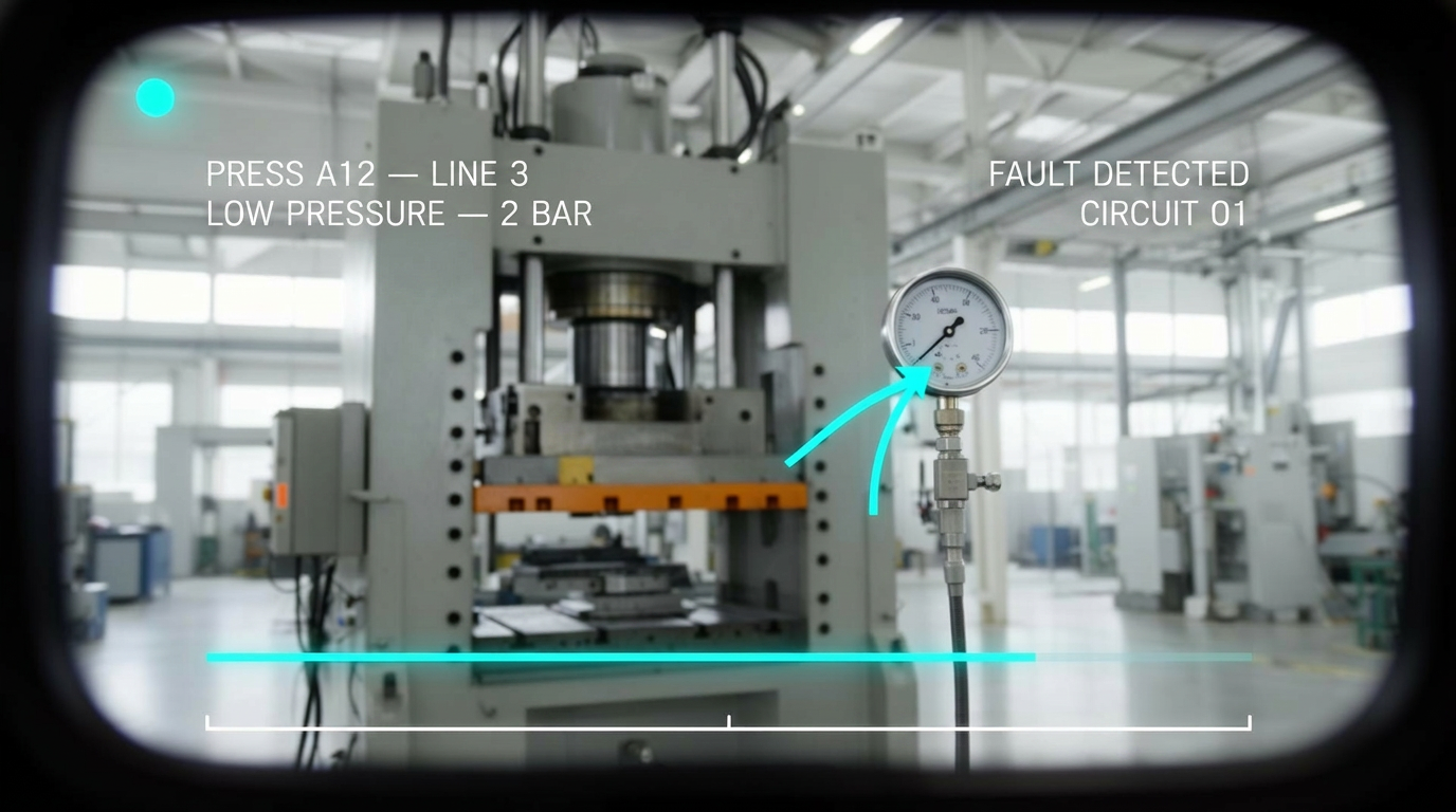 HUD su pressa idraulica con guasto al circuito